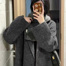 烟灰色羊毛呢外套女2025秋冬新款高端小个子双面加厚羊绒呢子大衣