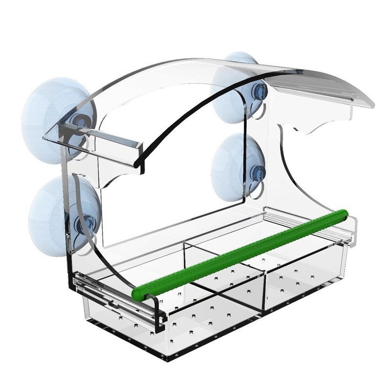 Amazon transparent acrylic outdoor bird cage parrot cage wall-mounted hole-free suction cup bird feeder pet supplies 5