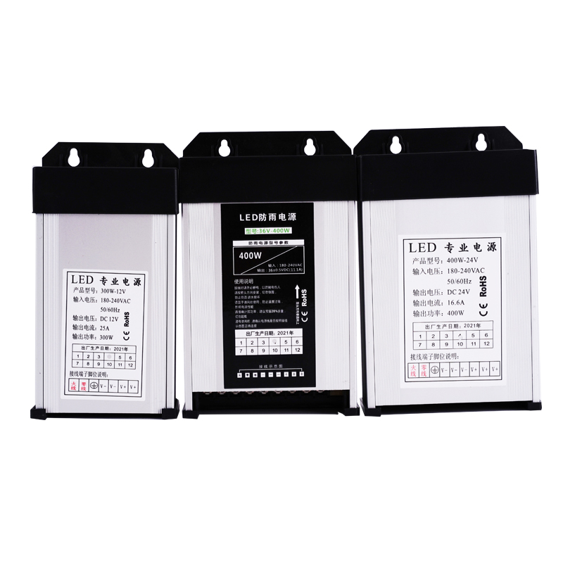 LED conmutador a prueba de lluvia fuente de alimentación 12v24v36v5v palabra luminosa signo silencioso DC 60w120w300 ingeniería