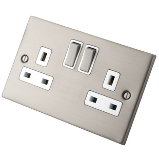 沙特阿曼也门不锈钢拉丝开关插座 2 GANG 13A SP SWITCHED SOCKET-阿里巴巴