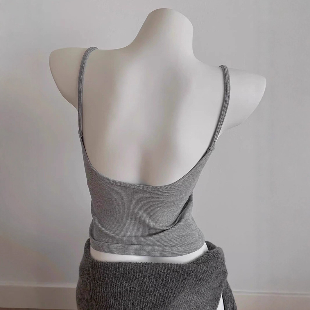 Backless Hollow-Out Camisole for Women, Summer Inner Wear, Beautiful Back Bra Integrated Underwear with Chest Pads, Tube Top