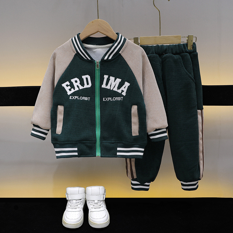 6380 Traje deportivo de otoño para niños 2025 nuevo estilo fresco y guapo ropa casual de otoño para bebés de dos piezas primavera y otoño para niños