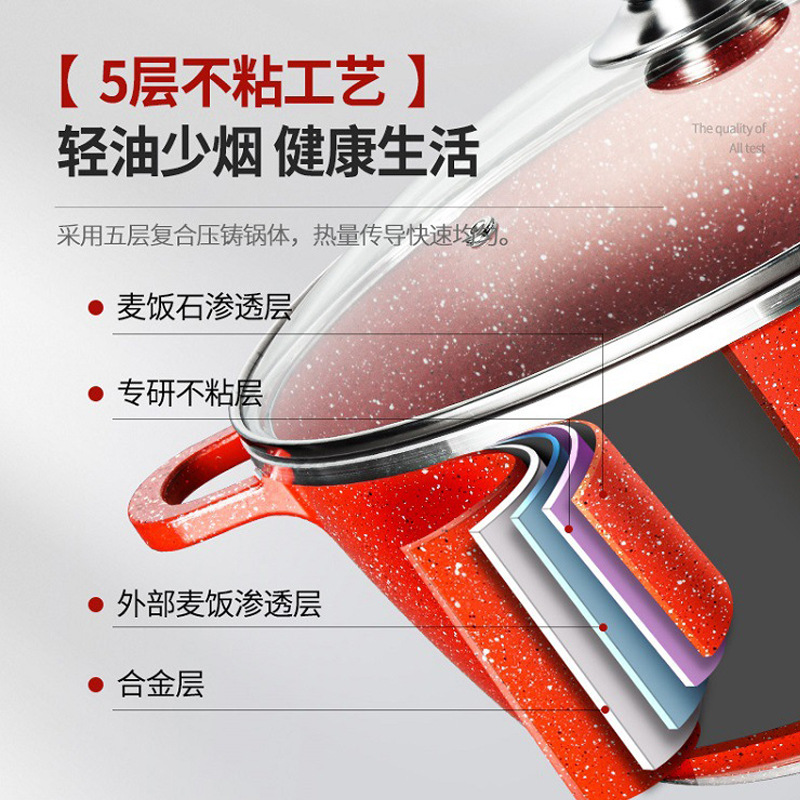 Dessini set de 10 piezas de mármol aluminio cocina de arroz fundido a presión piedra antiadherente cocina de cocina set de ollas regalo