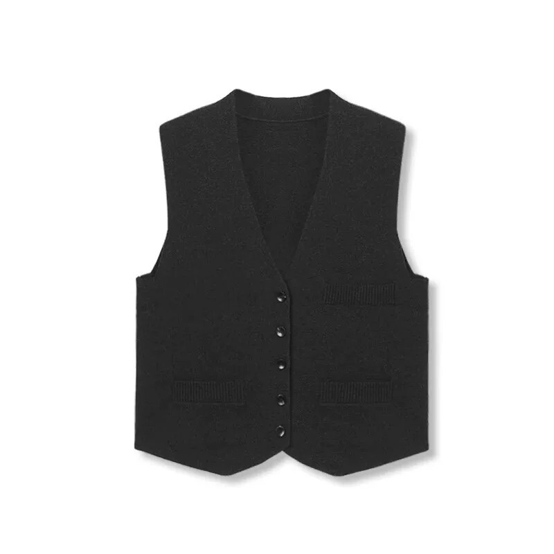 Fashionable Knitted Vest Cardigan for Women, Spring and Summer Sleeveless Versatile Short Vest, Slim Fit Top, Outerwear