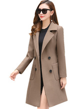 外贸新款冬季韩版修身显瘦时尚气质长款收腰毛呢外套女士呢子大衣