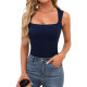 Cross-Border European and American Fashion Foreign Trade Women's Solid Color Slim Square Neck Vest Top