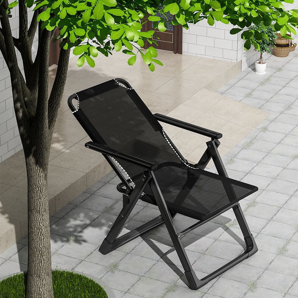 Folding Recliner for Home Nap, Balcony, Elderly Leisure Chair, Summer Breathable Courtyard Lazy Chair with Backrest, Free Shipping