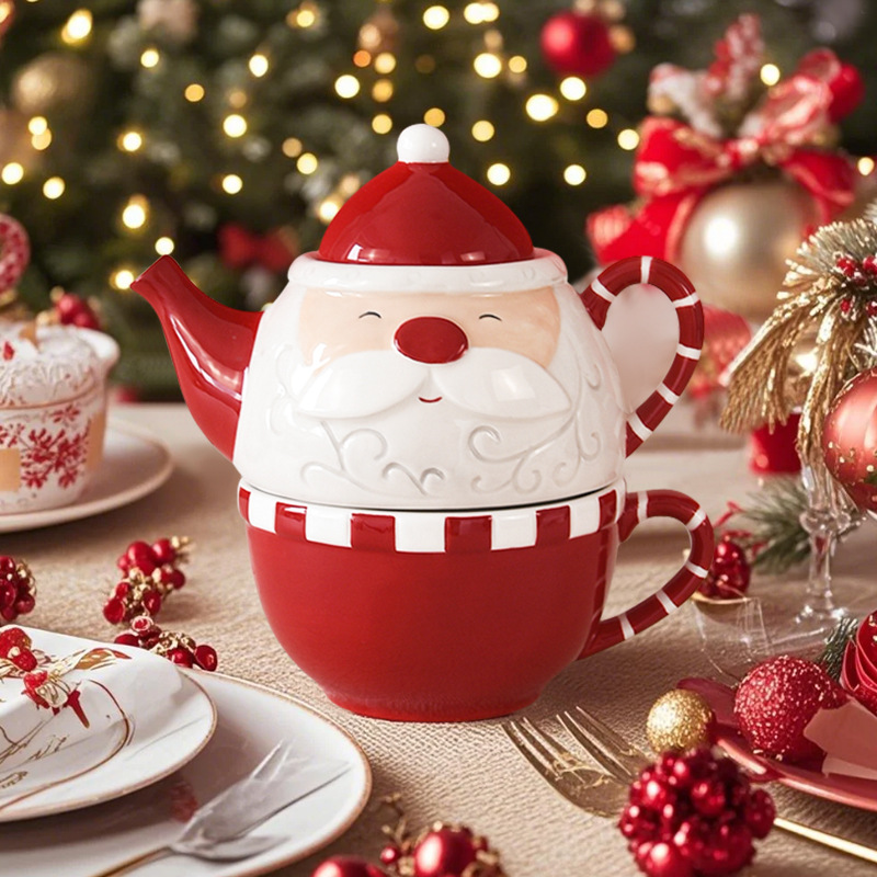 Papá Noel del norte de Europa tetera creativa taza de café tetera set tetera cerámica tetera de flores tetera materna taza de una persona