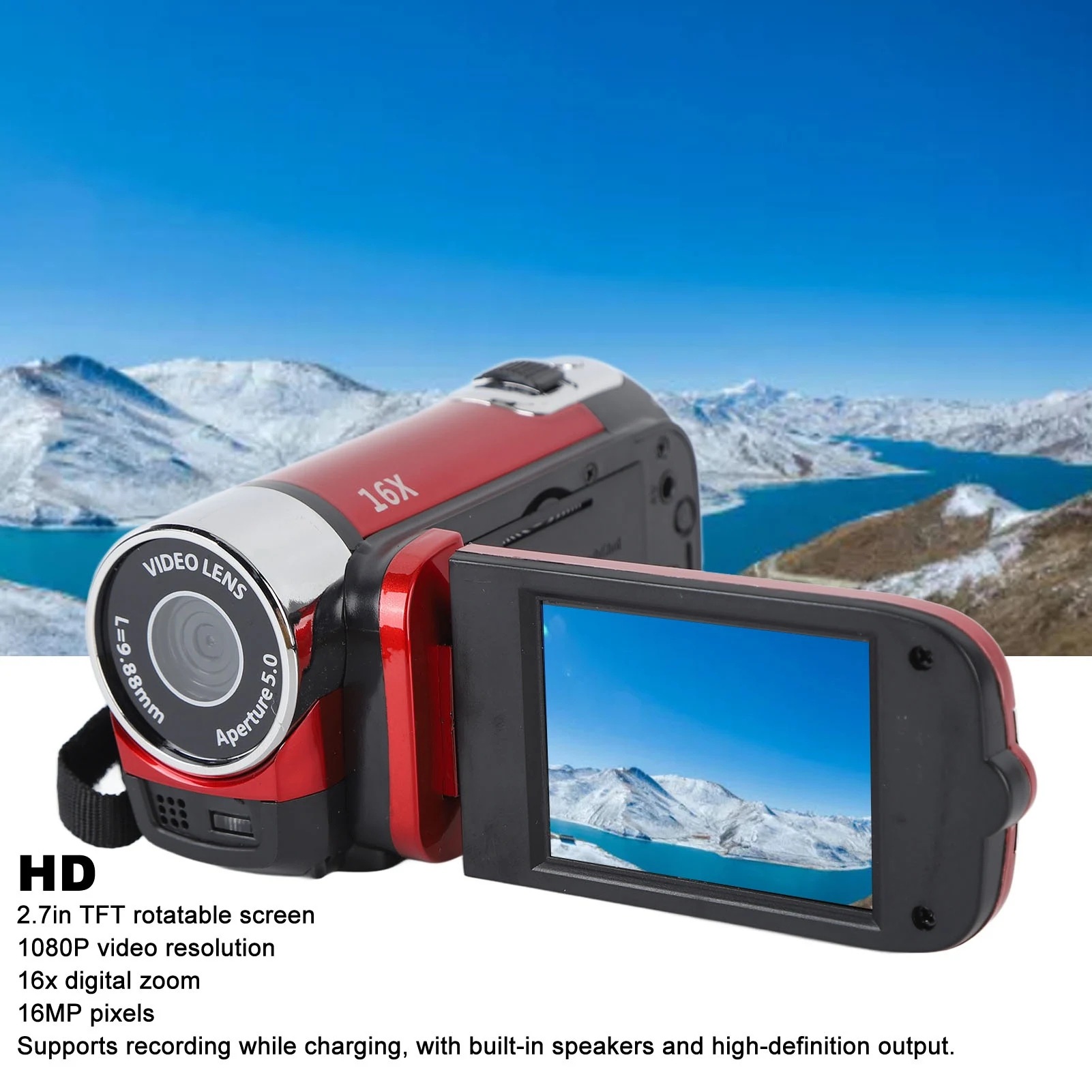 1080P Digital Camera 2.4-Inch 270-Degree Rotating Screen Campus Camera 16X Hd with Fill Light