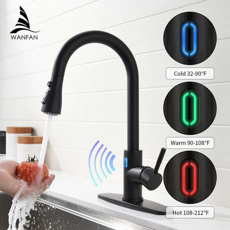 Smart Touch Touch Switch Faucet Kitchen Hot and Cold Mixing Faucet Universal Sink Vegetable Washing Pull-out Faucet