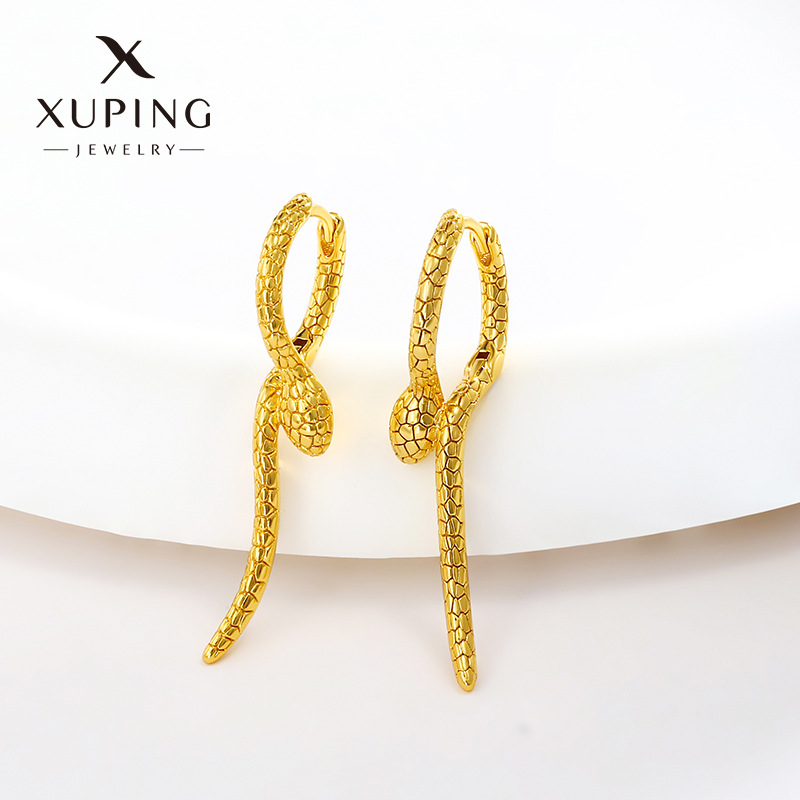 Joyas Xuping retro personalidad europea y americana serpiente cruzada alrededor de pendientes de serpiente ágiles temperamento frío pendientes de moda