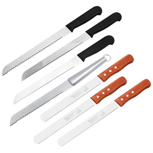Stainless steel wooden handle cake knife bread knife toast sawing knife 8/10/12/14 inch baking thickness tooth cutter