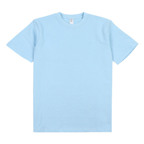 270 summer Japanese style blue sky blue baby blue short-sleeved T-shirt for men and women soft milk blue baby loose cotton top