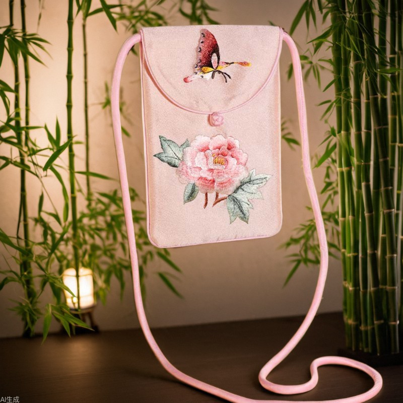 Regalos del Festival del Medio Otoño Nuevo bolso de teléfono móvil bordado Su chino bolso de teléfono móvil bordado bolso pequeño diagonal femenino bolso de teléfono móvil estilo chino