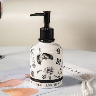 Factory direct flower and bird hand sanitizer bottle ceramic bathroom shower gel shampoo press empty bottle lotion bottled