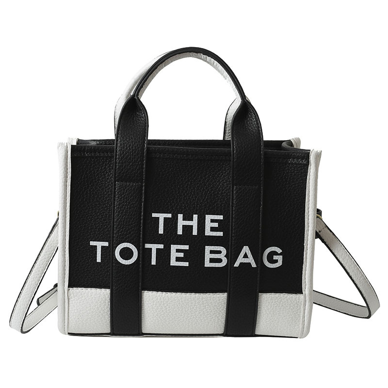 Bolso tote de comercio exterior para mujer 2023, nuevo bolso de mano moderno europeo y americano, bolso bandolera con estampado de letras y bloques de color.