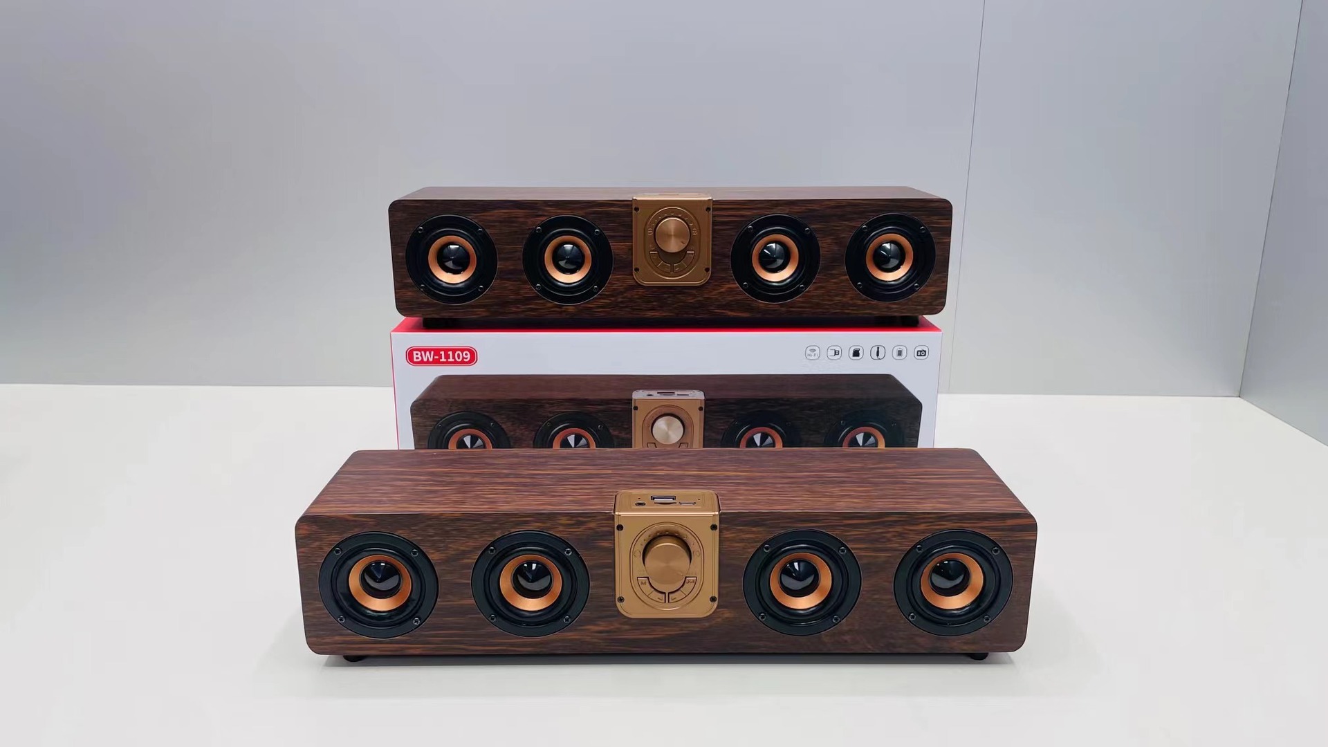 新款BW-1109 实木复古木质音响低音炮迷你音箱手机电脑四喇叭音响