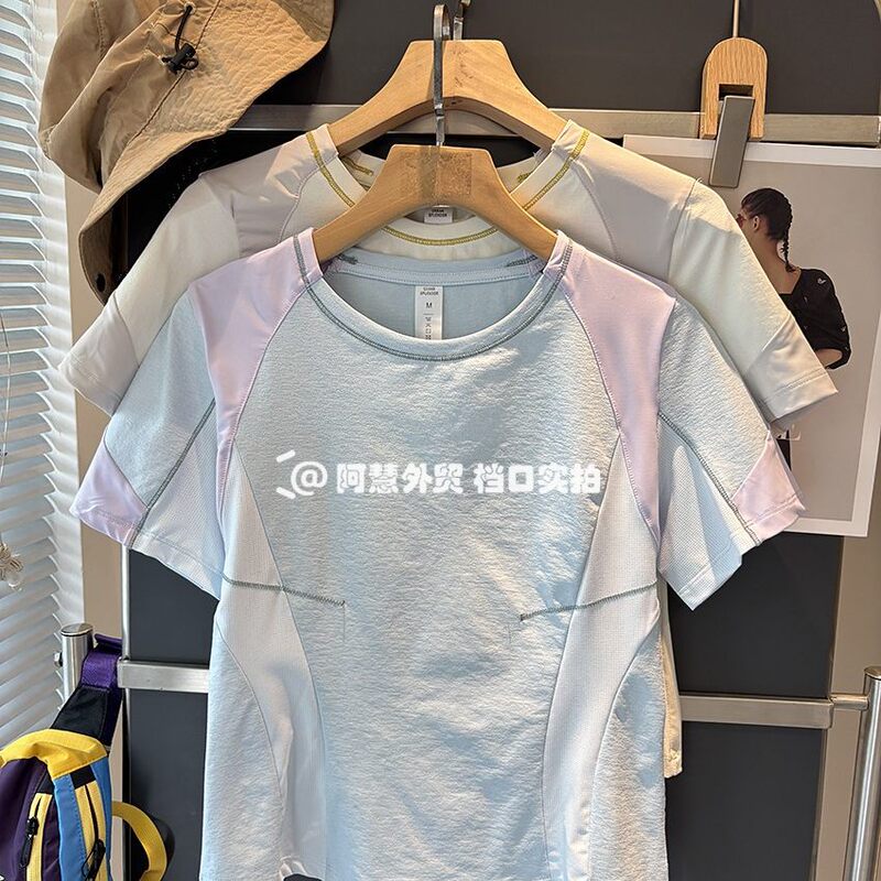 Mountain Style Outdoor Wear! Women's Summer Lightweight, Breathable, Moisture-Wicking, Quick-Drying Sports Casual Top with Color-Blocking Short Sleeves