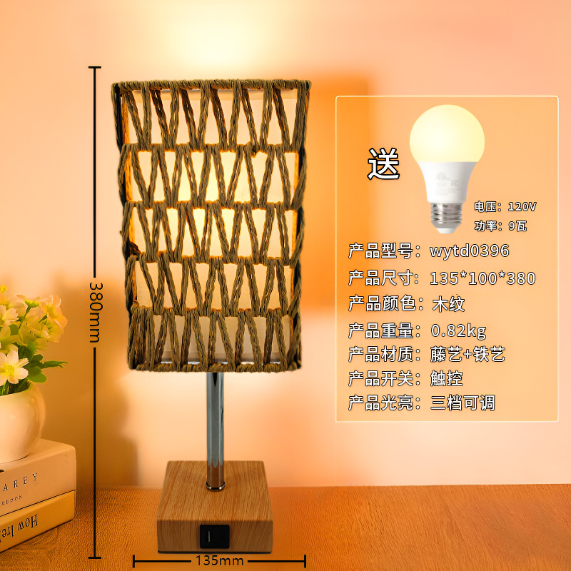 Retro vinganía de viento enchufe de lámpara de escritorio con usd hierro forjado dormitorio de niñas decoración de la cabecera de la cama lámpara de atmósfera