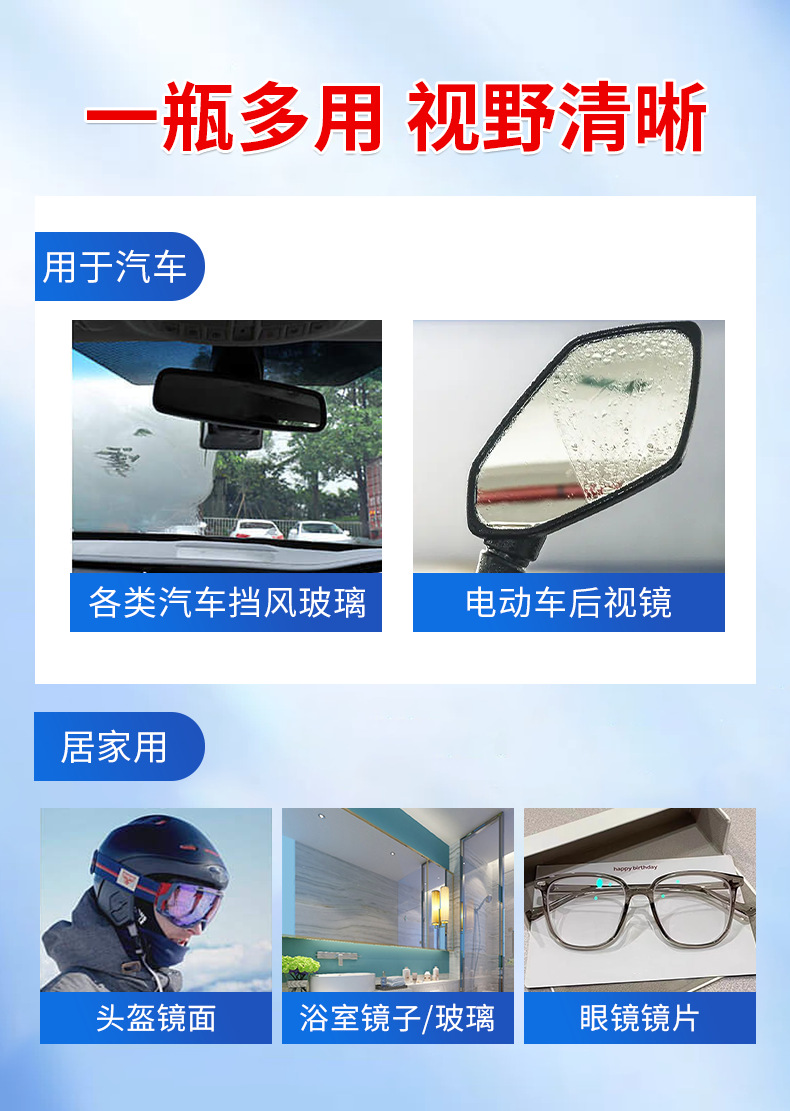 Rearview Mirror Rain-Proof and Anti-Fog Agent Car Glass Reflective Rain-Proof Coating Water-Repellent Rain Agent Spray Car Window