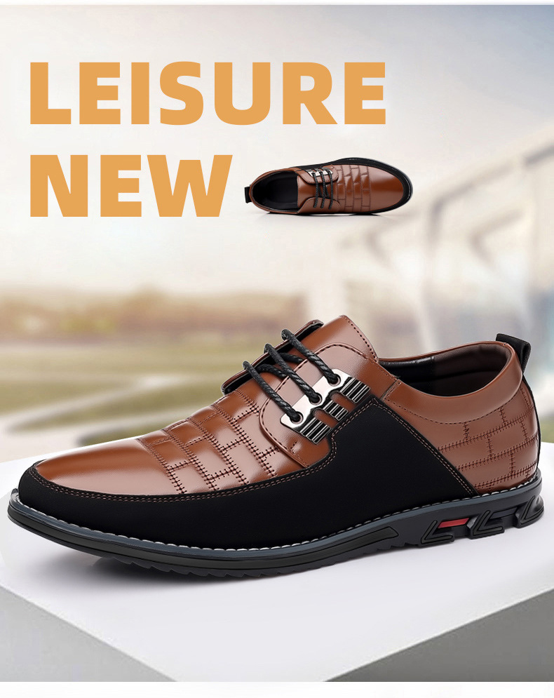 Men's round head men's casual shoes front lace-up casual shoes flat casual men's shoes_vogvips.com