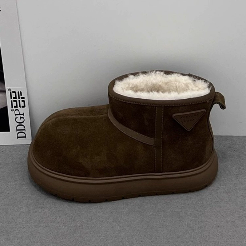 Новые зимние ботинки с плюшевым верхом, нескользящие, короткие, Northeast cotton shoes оптом, утолщённая версия, цельная мягкая кожа, снегоступы фабричного изготовления