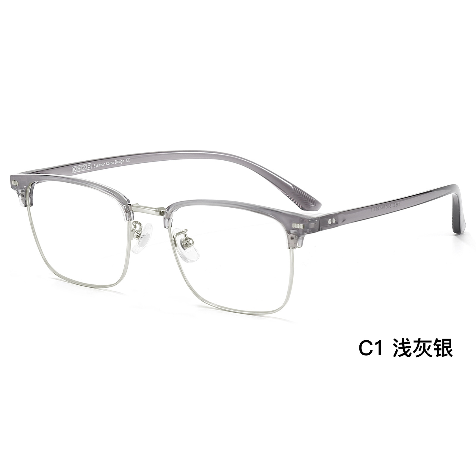 Doble punto transparente gris ceja marco de negocios casual miopía gafas marco sin clip de la cara Danyang gafas al por mayor