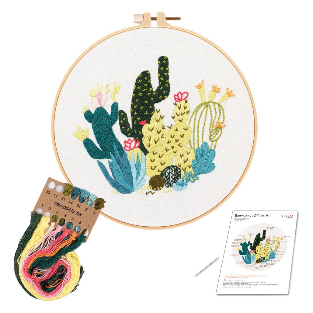 Planta de jardín hecho a mano DIY tela novato europeo bordado flores y plantas material paquete kit costura traje inglés