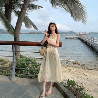重工刺绣提花吊带连衣裙女夏季2026新款温柔甜美初恋裙度假风长裙