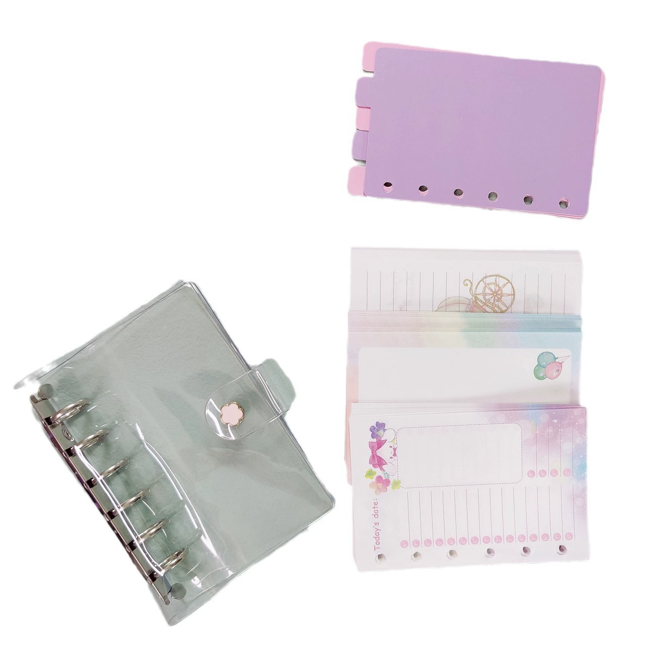 Transparent handheld set for students, notebook, laptop, simple and elegant design, tear-off sheet