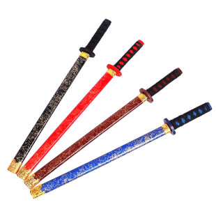 Bamboo wooden knife and sword toy stall hot sale wooden knife wooden sword golden silk samurai wooden knife source manufacturer stage props