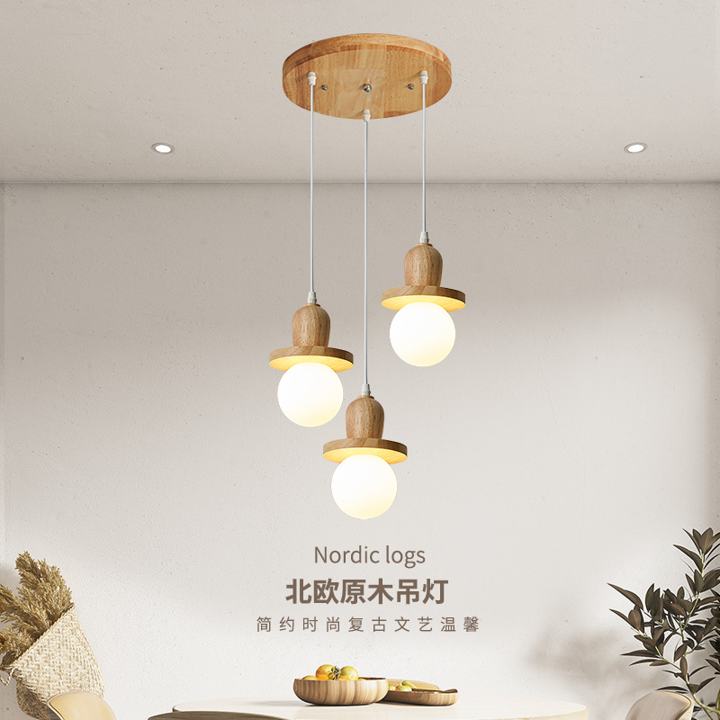 Lámpara de Techo Pequeña de Alta Gama, Estilo Madera Natural, Creativa, de una Sola Cabeza, para Barra, Pasillo, Entrada, Dormitorio, Mesita de Noche