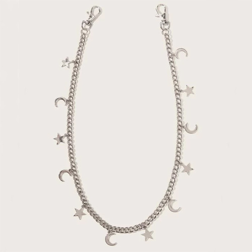 European and American cross-border new hip-hop pants chain alloy star moon tassel pendant chain-style waist chain punk-style pants chain