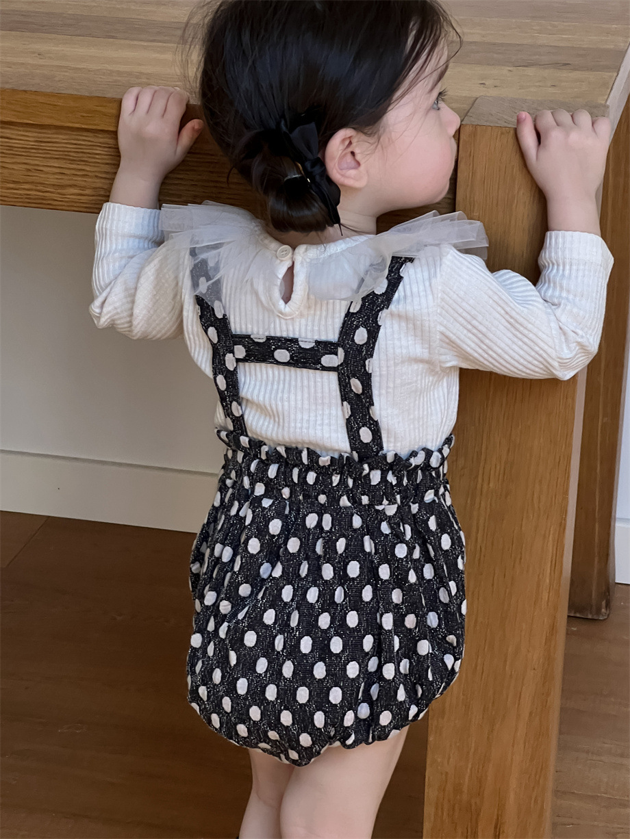 Ropa de otoño infantil bebé set de otoño ropa infantil coreana camiseta de muñeca cinturón bolsa de dos piezas set