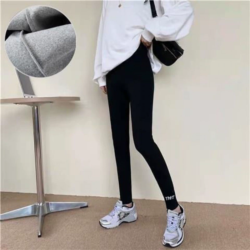 Fleece thin warm velvet leggings, demi-season keep warm trousers