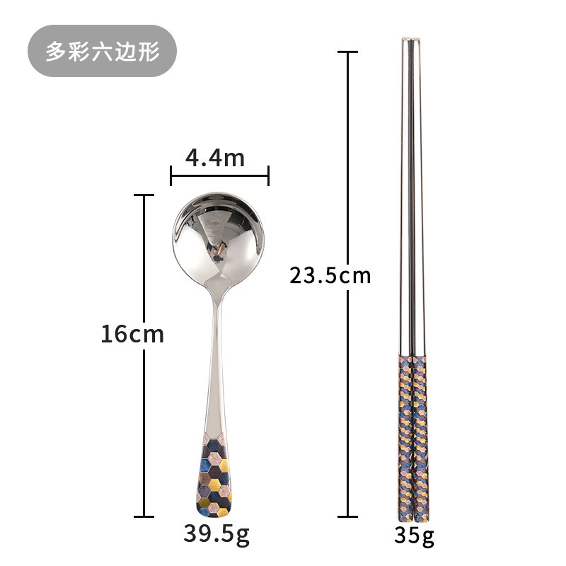 자연스럽고 컬러풀한 육각형 숟가락과 젓가락* 반투명 가방