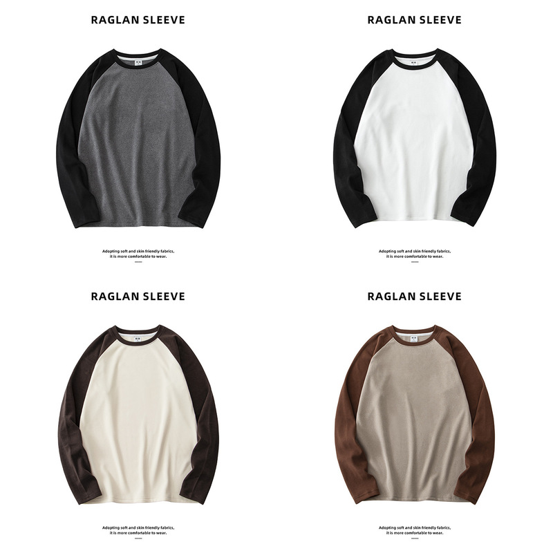 Autumn and winter double-sided velvet crew neck long sleeve T-shirt warm fleece-lined thick base shirt hot inner color matching coat wholesale