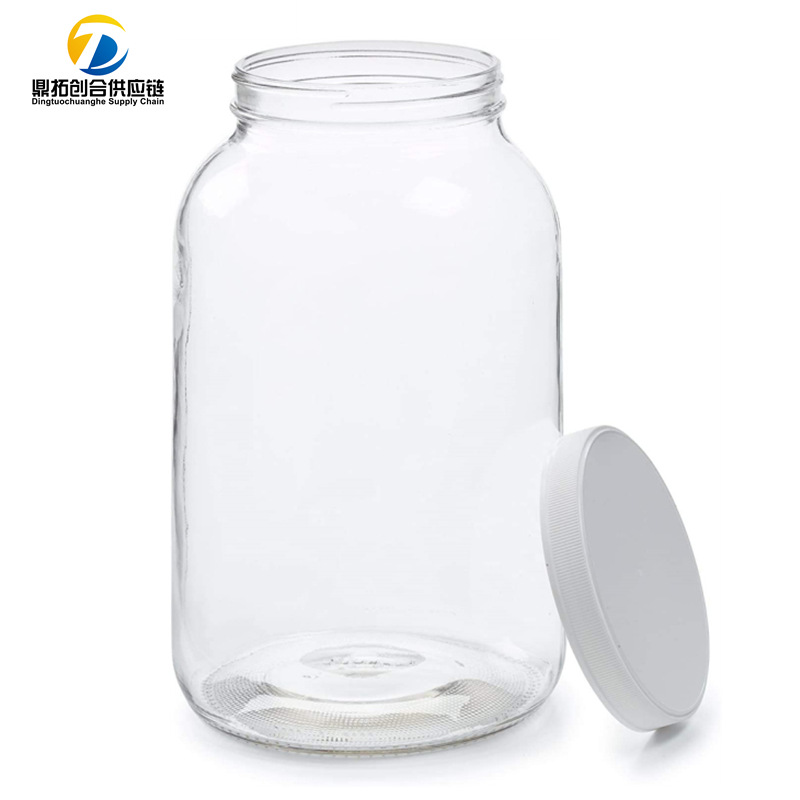 跨境宽口一加仑玻璃储物罐食品储存4升带塑料密封盖梅森玻璃罐
