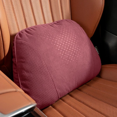 Car Headrest and Lumbar Support, Headrest - s-style-suede-volcanic-red-waist-support-1-piece