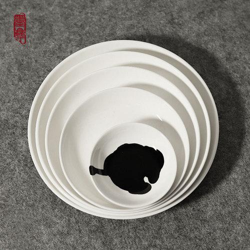Ink dish thickened multi-functional ceramic palette book French painting water dish student paint plate Chinese painting supplies pen wash