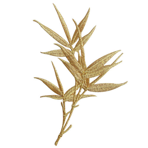Embroidered bamboo leaf cloth patchwork ethnic style DIY fan jewelry box bag patch patching Hanfu decoration adhesive ironing