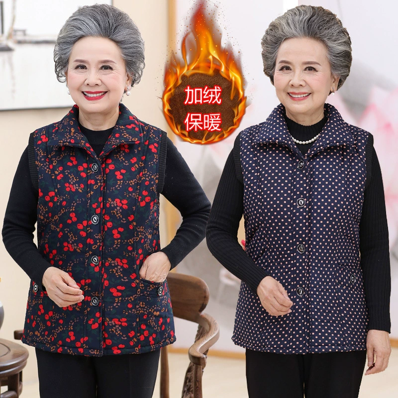 Зимняя одежда для среднего и пожилого возраста толстый теплый жилет на флисовой подкладке женский свободный зимний жилет для бабушки больших размеров