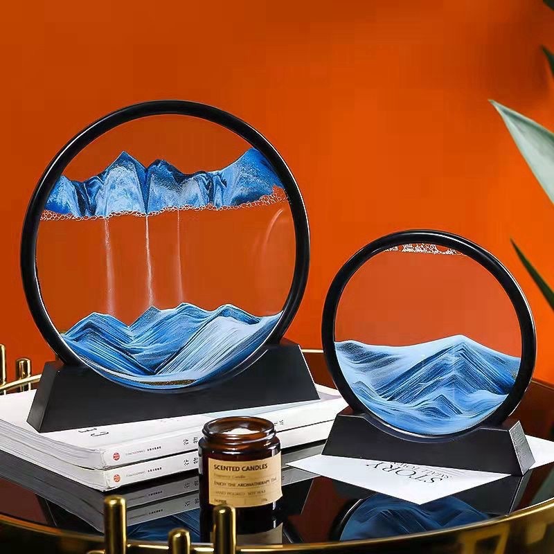 Quicksand painting 3D creative decoration decompression art hourglass home living room office desktop book cabinet decoration