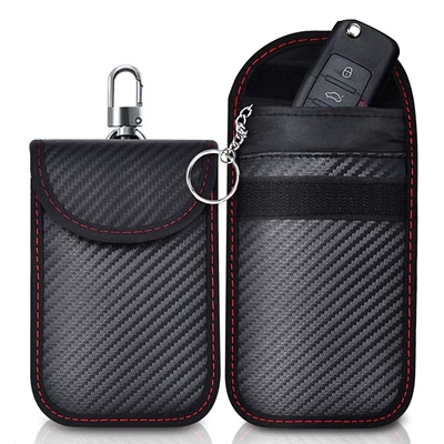 New popular foreign trade RFID car shielding key case single pocket carbon fiber Amazon Japan station anti-theft brush (Static Rod/Key Bag) - black-single-package