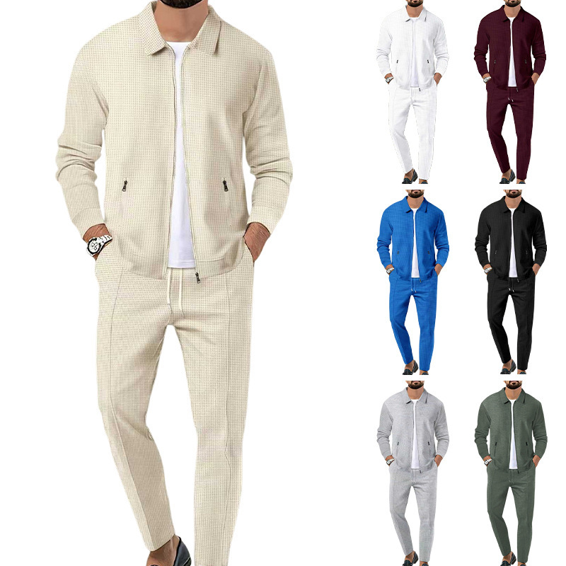 2025 Cross Border Jacket Men's Autumn Youth Waffled Zipper Pocket Laps Slim-fit Cardigan Men's Jacket suit 2025 Cross Border Jacket Men's Autumn Youth Waffled Zipper Pocket Laps Slim-fit Cardigan Men's Jacket suit