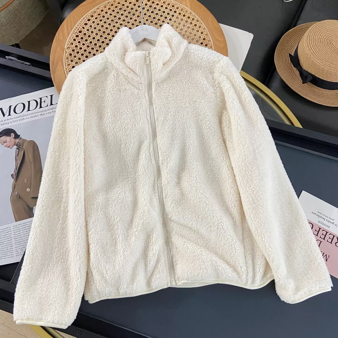 Chaqueta larga de felpa, manga larga, felpa coral, ropa de abrigo corta para otoño e invierno para mujer 479611/449753/439138