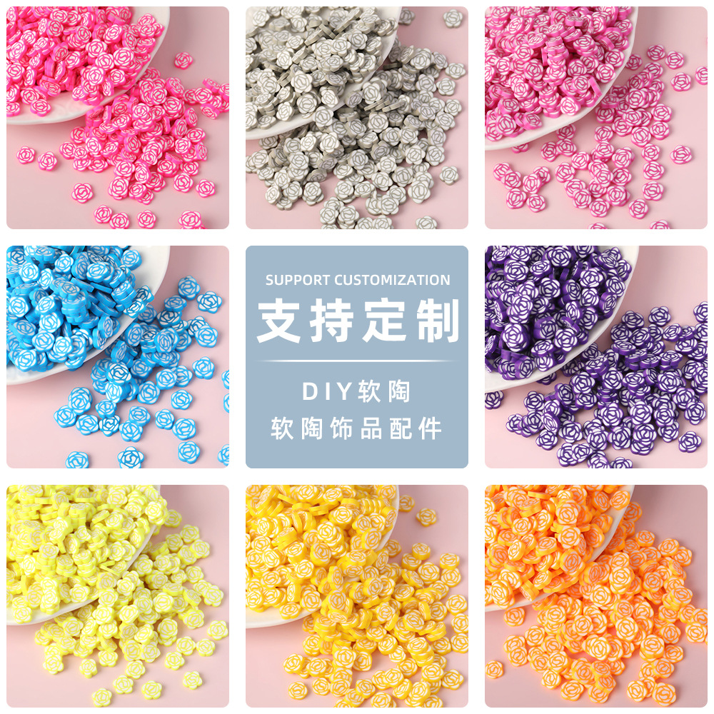 迷你玫瑰花软陶切片 仿真花朵DIY饰品配件奶油胶手机壳装饰品贴片