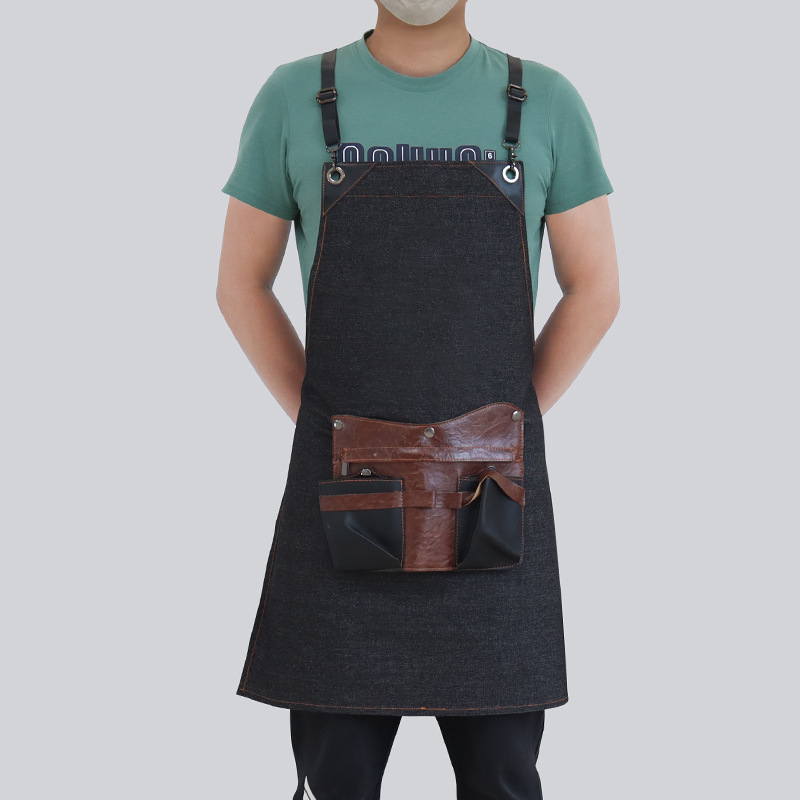 Transfronterizo Amazon delantal vaquero bolsa de herramientas desmontable barbería ropa de trabajo delantal al por mayor personalizado