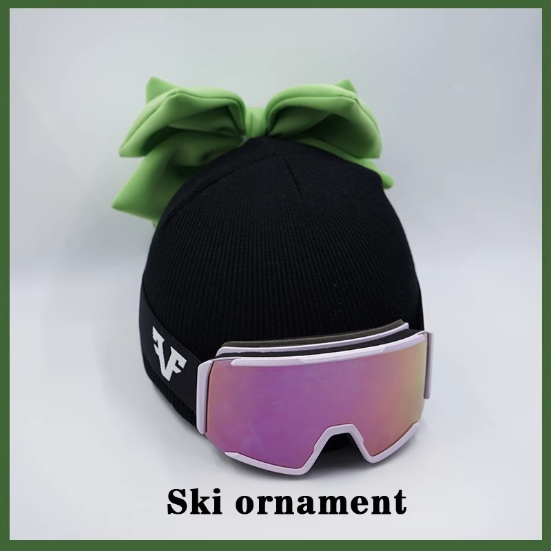 Avocado Green Double Layer Bowknot Ski Helmet Cover