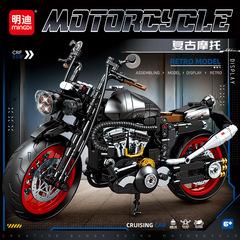 レトロなハーレーオートバイと互換性のあるレゴビルディングブロックハイルーテルモデルデスクトップ装飾オートバイおもちゃ男の子ギフト